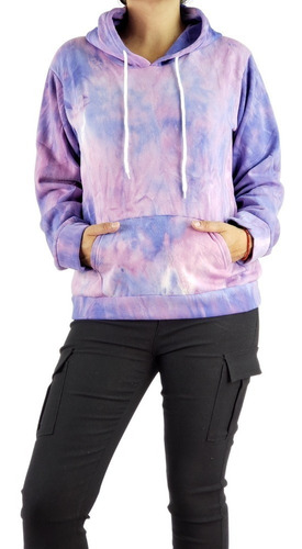 Polerón Canguro Invierno Mujer Algodón Tie Dye. Colores 794