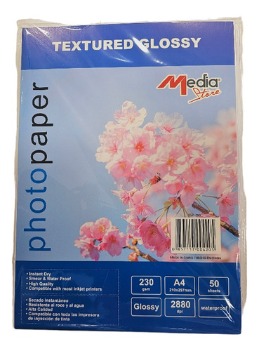 Papel Texturado Glossy A4 Fotográfico 230grm. 50 Hojas 