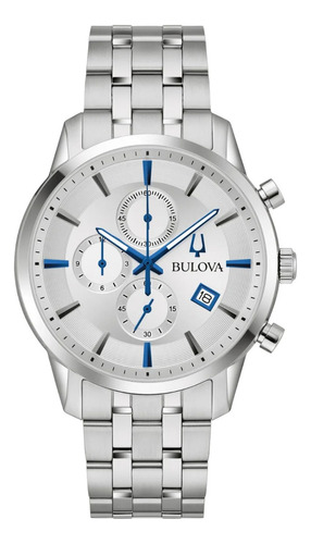 Relógio Bulova Sutton Chronograph Masculino 96b404 Cor Da Correia Prateado Cor Do Bisel Prateado Cor Do Fundo Prata