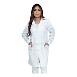 Jaleco Avental Branco Oxford Feminino Acinturado C/ Punho