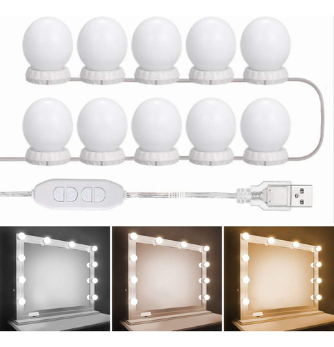 Navidad Maquillaje Vanity Led Espejo Luces Hollywood 3 Tonos