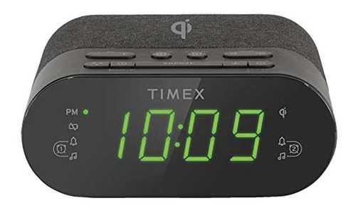 Reloj Despertador Inalámbrico Con Usb Y Radio Fm, Negro