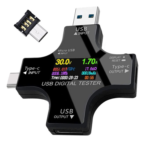 Multmetro Digital Binval 2 En 1 Usb C Tester Lcd Pantalla De
