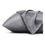 Fundas Para Almohada Saten Suave Gris Oscuro 2pz 50x66cm