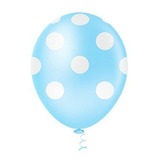 Balão Bexiga 10 Azul Bolinha Branco 25 Unid