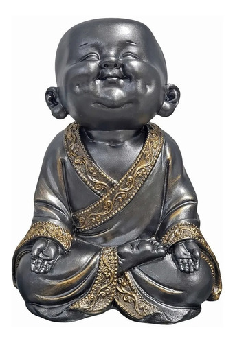 Buda Gesso Sorridente Estátua Monge Chinês Enfeite Zen 