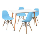 Comedor Moderno Eames Mesa Blanca  + 4 Sillas Colores