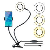 Aro De Luz Pinza Plegable Brazo Flexible Soporte Celular