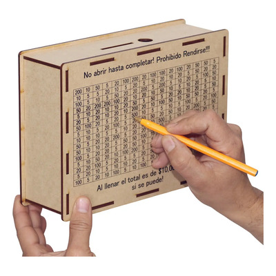 Alcancía Caja De Ahorro Reto Objetivo De Dinero Mdf Color MDF Negro Reto 10 Mil | MercadoLibre