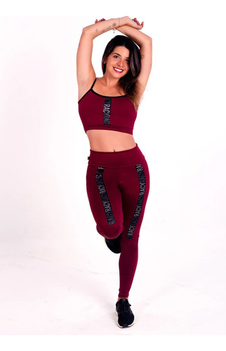  Calça Legging Cintura Alta + Cropped Conjunto Fitness