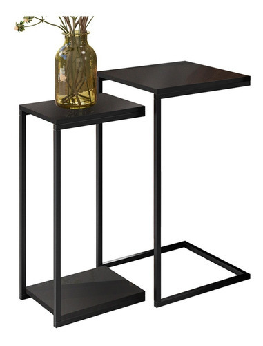 Lyam Decor Mesa Industrial Design Preto X2 Unidades