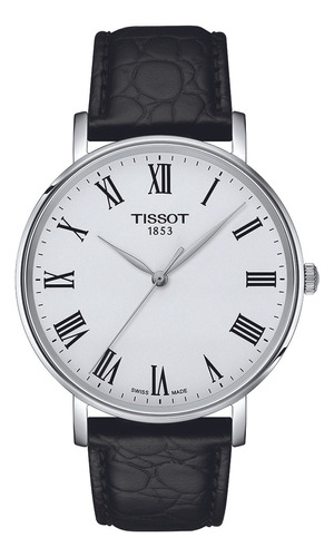 Reloj Hombre Tissot T143.410.16.033.00 Everytime Color De La Correa Negro Color Del Bisel Plateado Color Del Fondo Blanco
