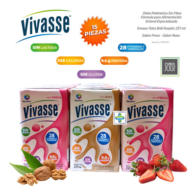 Dieta Polimérica Vivasse Sfibra Fresa-nuez 15pz Polime Leche | Envío gratis