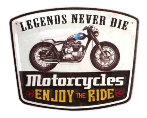 Placa Motorcycles Enjoy Ride Vintage Decorativa Pared
