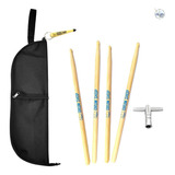 Kit Baterista - Bag, Chavinha, Baquetas + Brindes De Bateria