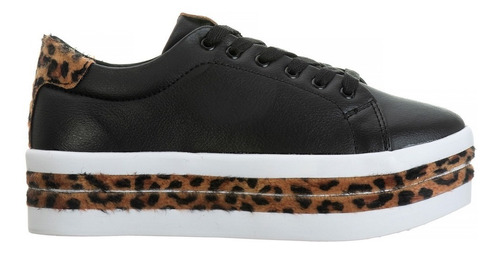 Tênis Femininos Salto Plataforma Animal Print Branco