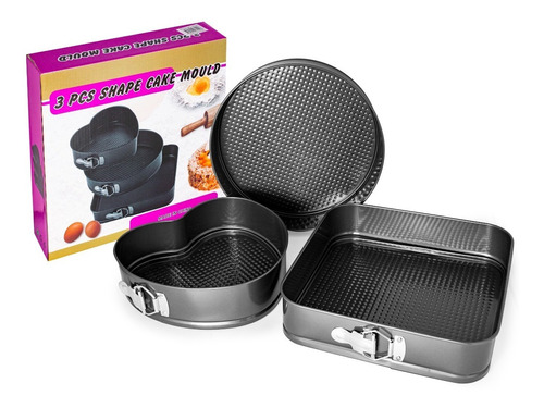 Set X3 Moldes Antiadherente Tortas Desmontables Mix