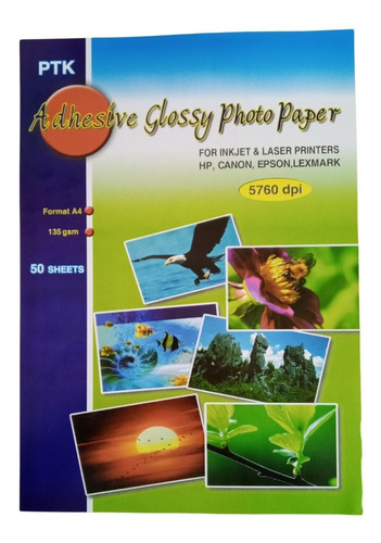Papel Fotográfico Adhesivo Brillante Inkjet/láser * 50 Hojas