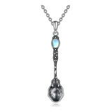 Collar Cuchara Luna Moonstone Plata Para Mujer Hombre