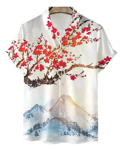 Japanese Flower Bird Fashion Men's Shirt Hawaiian Outdoor