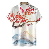 Japanese Flower Bird Fashion Men's Shirt Hawaiian Outdoor