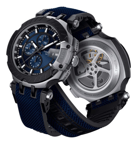 Reloj Tissot T-race Moto Gp Automatico Esfera Azul Boleta Color De La Correa Azul Y Negro Color Del Bisel Gris