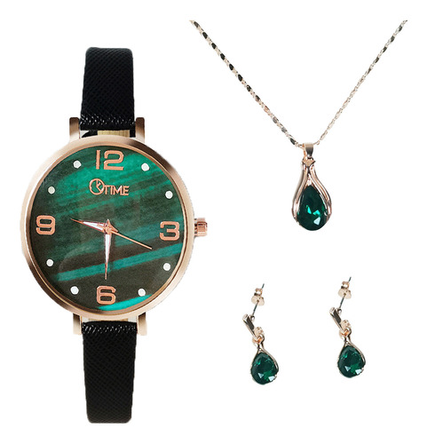 Reloj Luminoso Z Temperament Para Mujer, Collar Y Pendientes