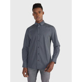 Camisa Gris Con Rombos Estampados De Hombre Tommy Hilfiger