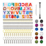 Kit 236 Llaveros Resina Molde Silicona Alfabeto Letras