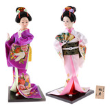 Exquisita Muñeca De Japonés Geisha Kimono Con Ventilador