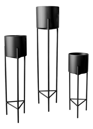 Set De 3 Maceteros Maceta Pedestal 