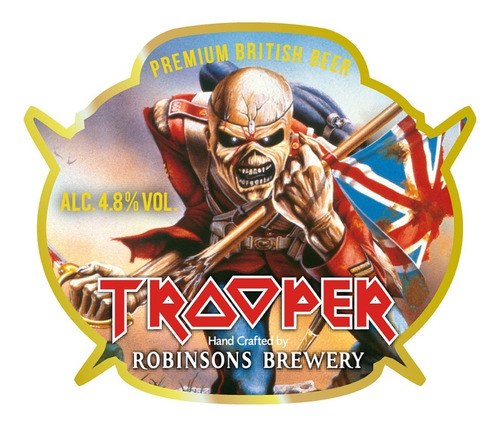 2x Adesivo Iron Maiden Trooper Beer 19 X 19 Cm