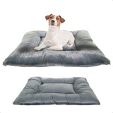 Cama Para Perro Mediana Premium Suave Acolchada Tipo Tapete Color Gris