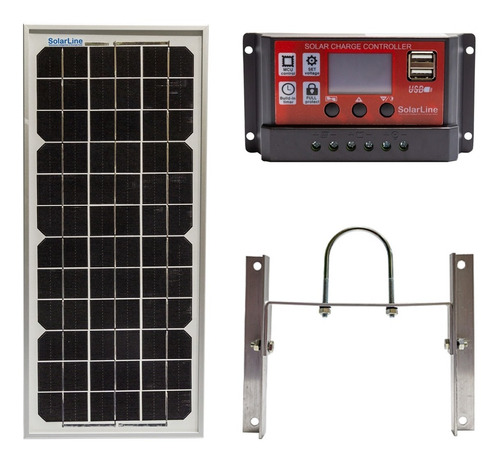 Panel Solar 10wp  Regulador De Carga 10a Soporte Pivotante