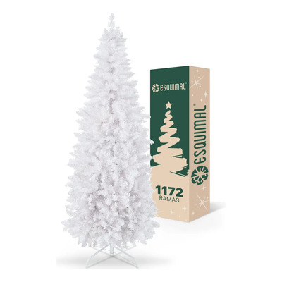 Árbol Navidad Tipo Lápiz 2.2m Esquimal - Pino Navideño Delgado Blanco Nacarado | Envío gratis