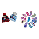 Kit 3 Toucas E 12 Meias Infantil Inverno Frio- Atacado