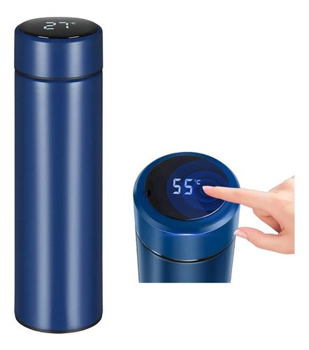 Termo De Agua Caliente Inteligente Azul Vaso Mug Termico Sensor Digital Tactil 500ml Qatarshop Botella Termica Medidor Temperatura Bebida Acero Inoxidable