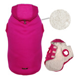 Roupa Pet Cachorro Blusa Casaco Inverno Pelúcia Velcro Pink