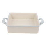 Fuente De Loza Blanco Con Borde Celeste 29.5x21x5x6.2cm