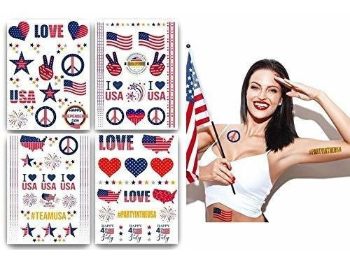 Terra Tattoos Fourth Of July Temporary Tattoo Set, 75 Red