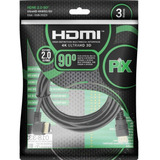 Cabo Hdmi L 3m 90 Graus Blindado 2.0 Ethernet 3 Metros 4k 3d