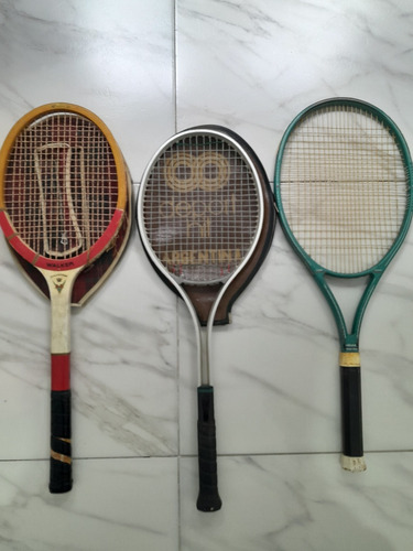 Lote De 3 Raquetas De Tenis Vintage Colección O Decoración!!