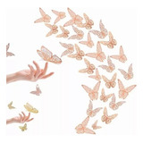 72pcs Mariposas Decorativas, 3d Pared Colore Metalicos Hueco Color Oro Rosa