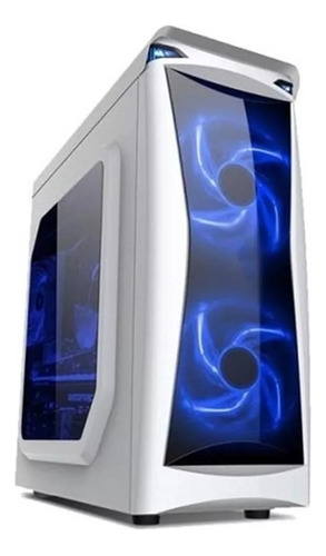 Gabinete Gamer Naxido F300 Blanco Cooler Led Azul 4x120mm Blanco/azul