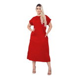 Vestido Plus Size Midi Moda Evangélica Feminino Canelado