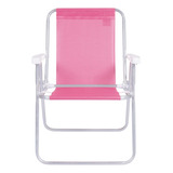 Cadeira Praia Sol Piscina Alta Alumínio Sannet Rosa Pink Mor