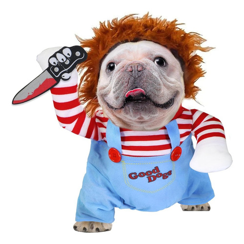 Disfraz Traje Ropa Chucky Terror Perro Gato Mascota 