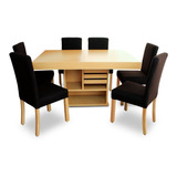 Comedor Modelo Washington 6 Sillas Moderno Color Natural.