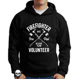 Blusas Moletom Canguru Fire Fighter Volunteer Nyc