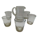 Set Jarra Para Agua Con 5 Vasos Transparente 